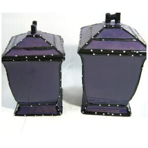 Ack Tuscany Casa Vero Handpainted Polka Dot Trim Ceramic KItchen Canister Set
